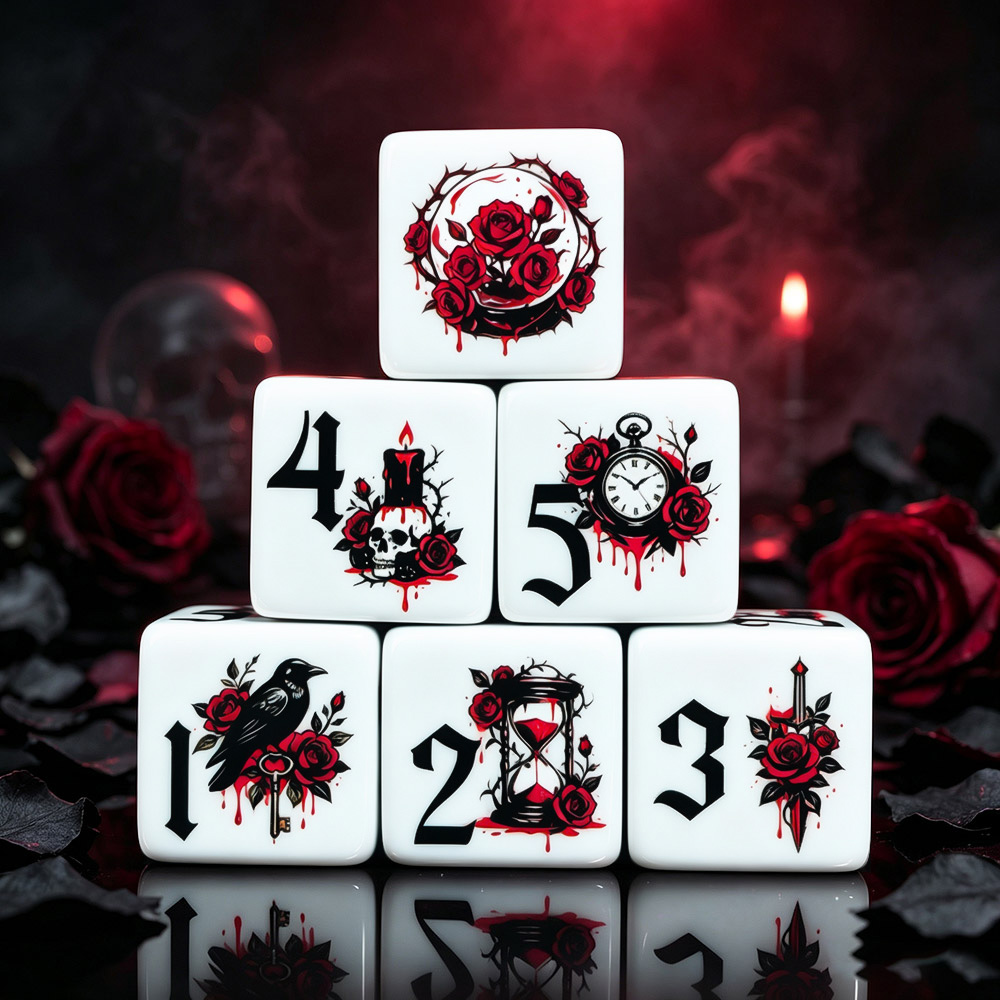 Board Game Print - 12 szt. Gotyckie Róże 16MM Drukowane