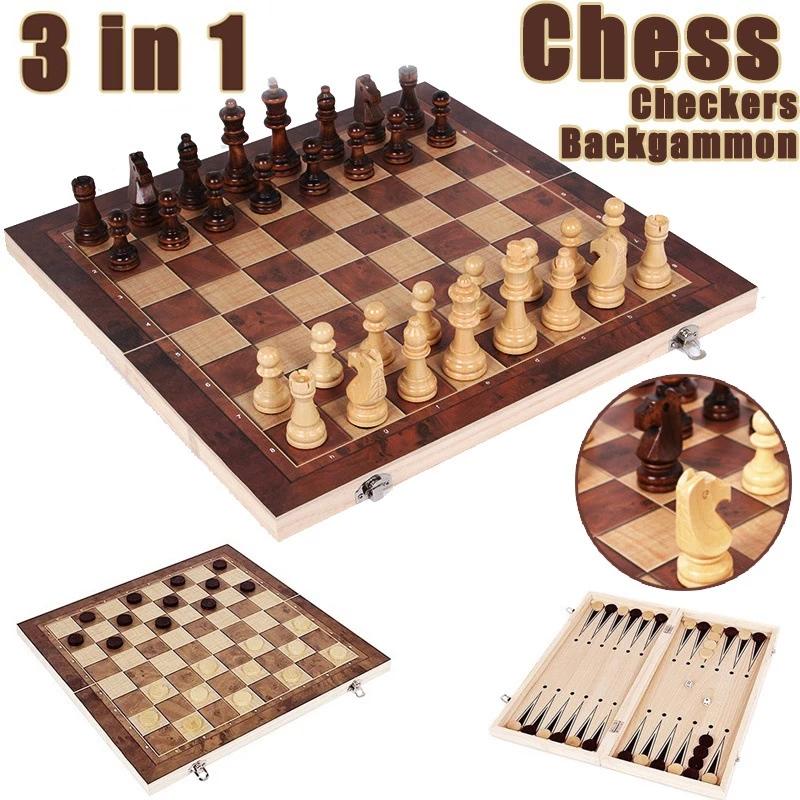Board Game Quacks - Szachownica 3 w 1, składana drewniana