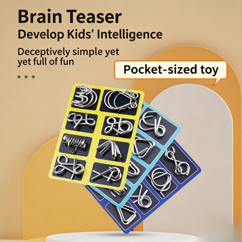 Board Game For Kids - 8-częściowy zestaw metalowych puzzli, klasyczna łamigłówka,