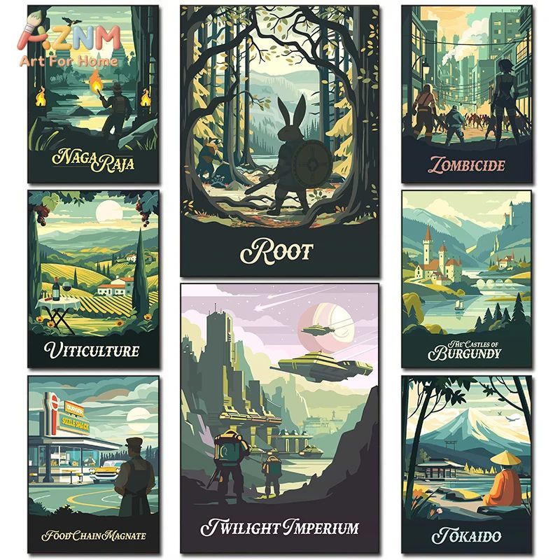 Board Game Print - AZNM Retro Gra Planszowa Grafika na